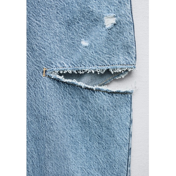 Zara Z1975 MID WAIST RIPPED CUT OUT STRAIGHT LEG JEANS - Picture 6 of 6